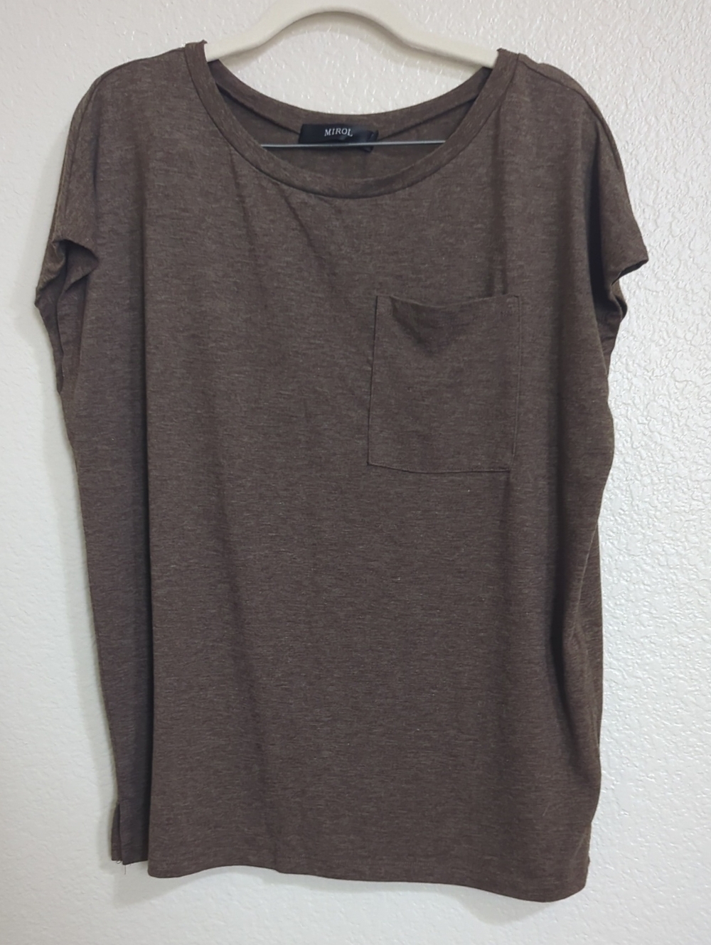 Women's Brown Short Sleeve Pocket T-Shirt